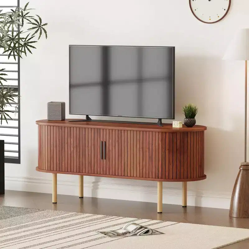 Mueble para TV, Mesa consola de TV moderna con compartimento de almacenamiento y puerta corredera, Centro de entretenimiento para juegos con gabinete para sala de estar, dormitorio