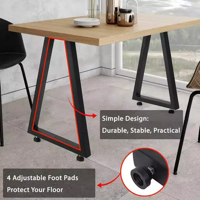 Juego de 2 Patas de Mesa de Metal Negro, Patas de Mueble de Estilo Industrial para Mesas de Comedor, Mesas de Centro, Soporte Duradero y Moderno para el Hogar y la Oficina