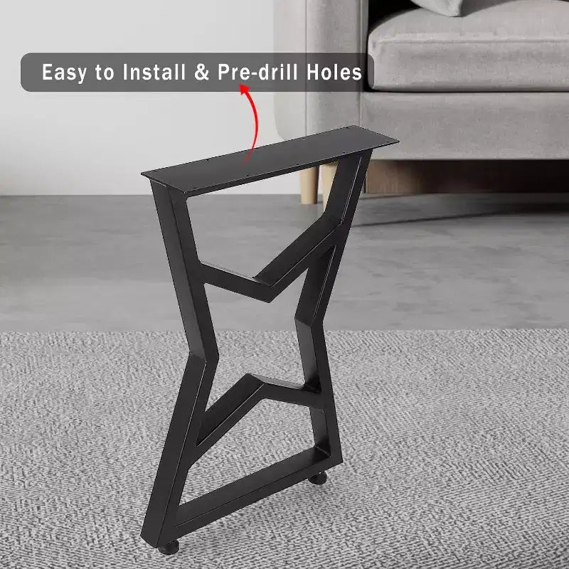 Juego de 2 Patas de Mesa de Metal Negro, Patas de Mueble de Estilo Industrial para Mesas de Comedor, Mesas de Centro, Soporte Duradero y Moderno para el Hogar y la Oficina