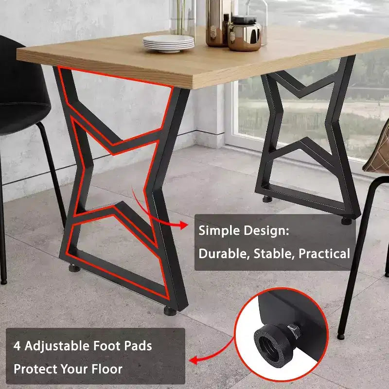 Juego de 2 Patas de Mesa de Metal Negro, Patas de Mueble de Estilo Industrial para Mesas de Comedor, Mesas de Centro, Soporte Duradero y Moderno para el Hogar y la Oficina