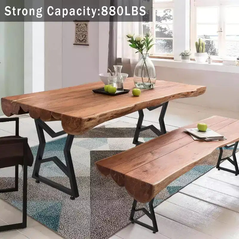 Juego de 2 Patas de Mesa de Metal Negro, Patas de Mueble de Estilo Industrial para Mesas de Comedor, Mesas de Centro, Soporte Duradero y Moderno para el Hogar y la Oficina