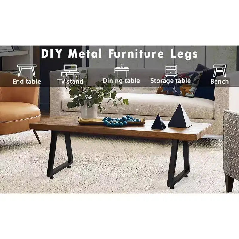 Juego de 2 Patas de Mesa de Metal Negro, Patas de Mueble de Estilo Industrial para Mesas de Comedor, Mesas de Centro, Soporte Duradero y Moderno para el Hogar y la Oficina