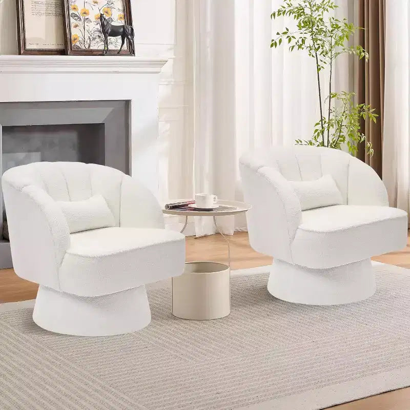 Sillón giratorio Acekool 360 - Sillón lounge de terciopelo de osito de peluche afelpado