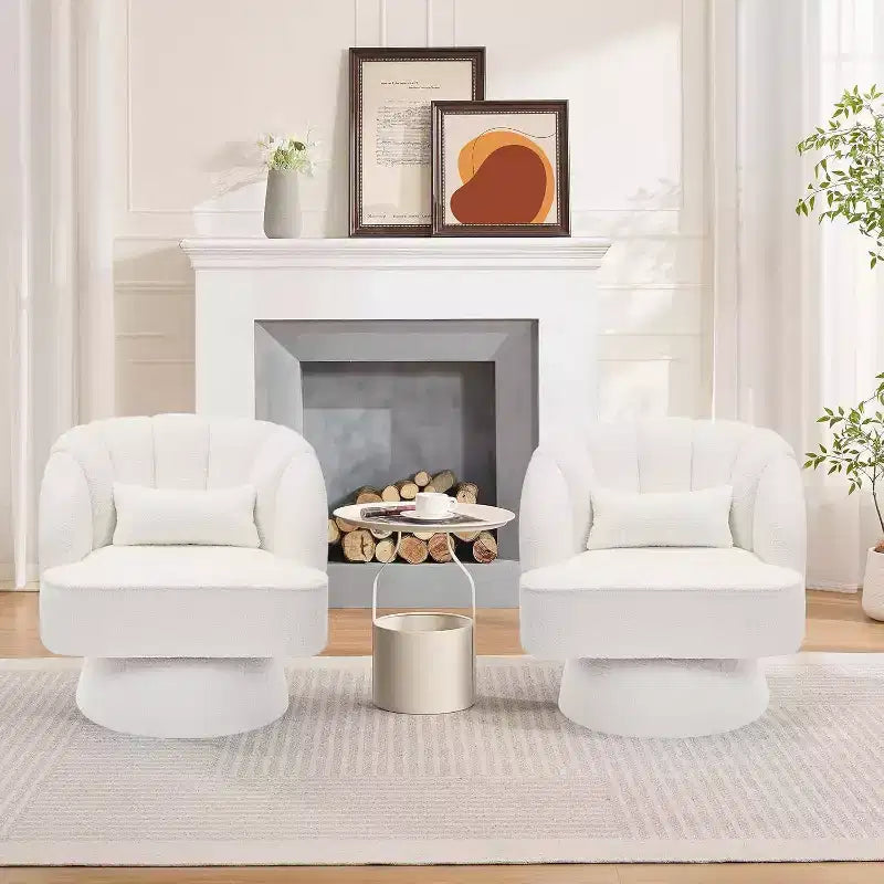 Sillón giratorio Acekool 360 - Sillón lounge de terciopelo de osito de peluche afelpado