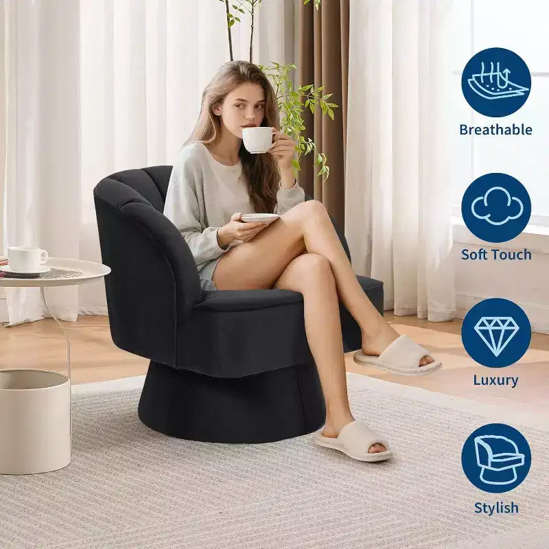 Sillón giratorio Acekool 360 - Sillón lounge de terciopelo de osito de peluche afelpado