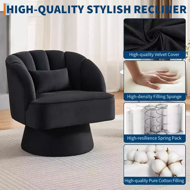 Sillón giratorio Acekool 360 - Sillón lounge de terciopelo de osito de peluche afelpado