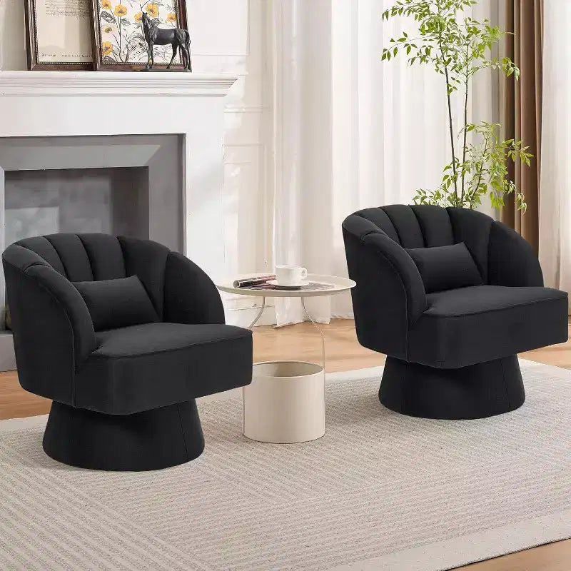 Sillón giratorio Acekool 360 - Sillón lounge de terciopelo de osito de peluche afelpado