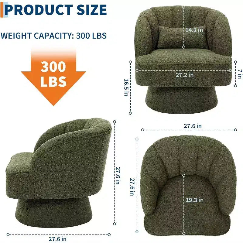 Sillón giratorio Acekool 360 - Sillón lounge de terciopelo de osito de peluche afelpado