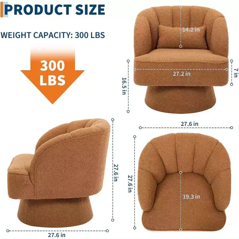 Sillón giratorio Acekool 360 - Sillón lounge de terciopelo de osito de peluche afelpado