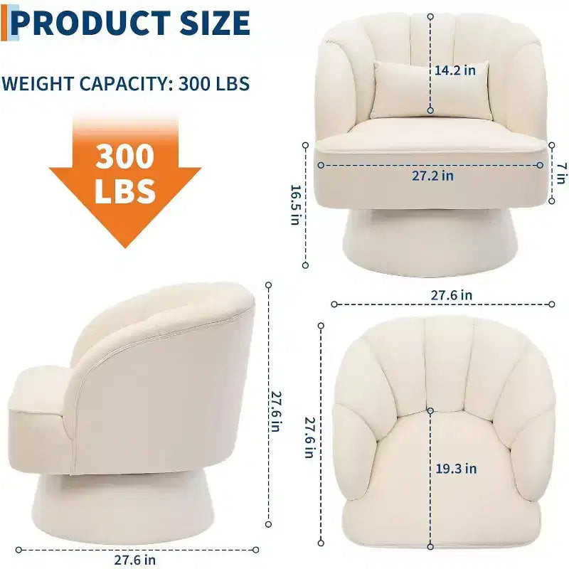 Sillón giratorio Acekool 360 - Sillón lounge de terciopelo de osito de peluche afelpado