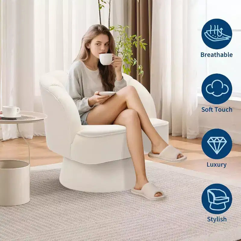 Sillón giratorio Acekool 360 - Sillón lounge de terciopelo de osito de peluche afelpado