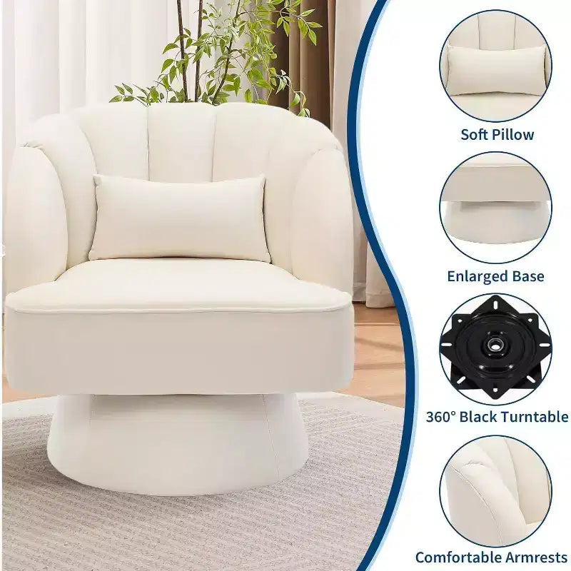 Sillón giratorio Acekool 360 - Sillón lounge de terciopelo de osito de peluche afelpado