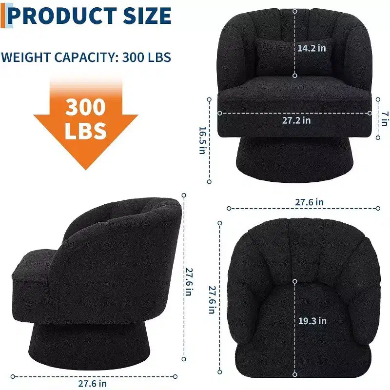 Sillón giratorio Acekool 360 - Sillón lounge de terciopelo de osito de peluche afelpado