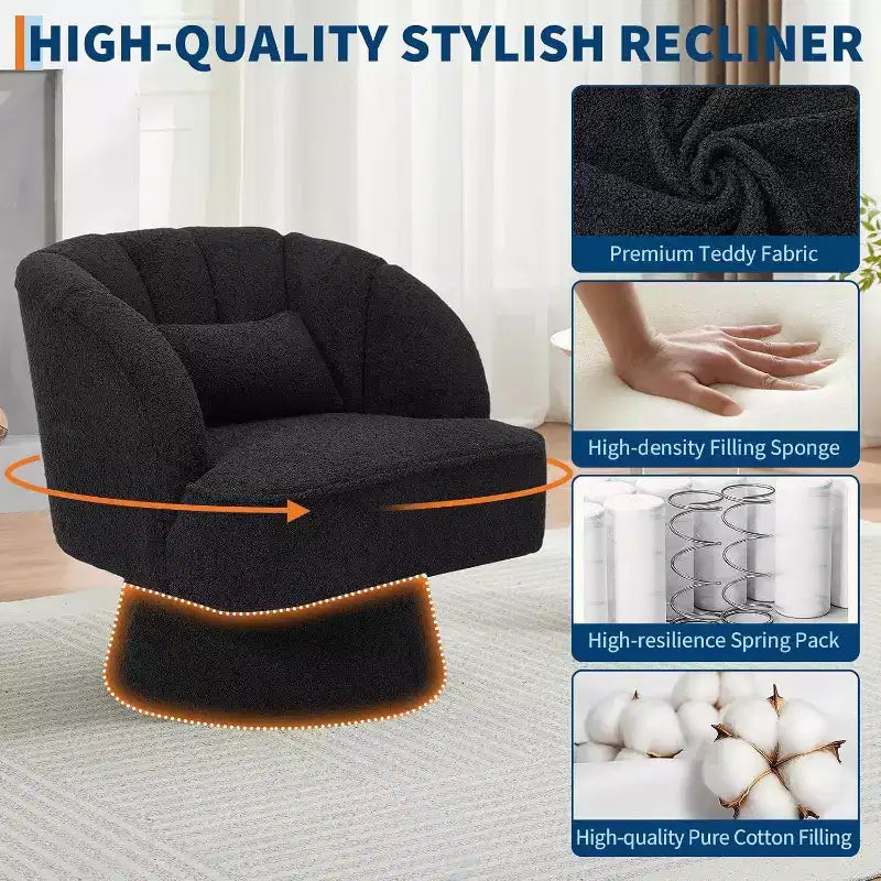 Sillón giratorio Acekool 360 - Sillón lounge de terciopelo de osito de peluche afelpado