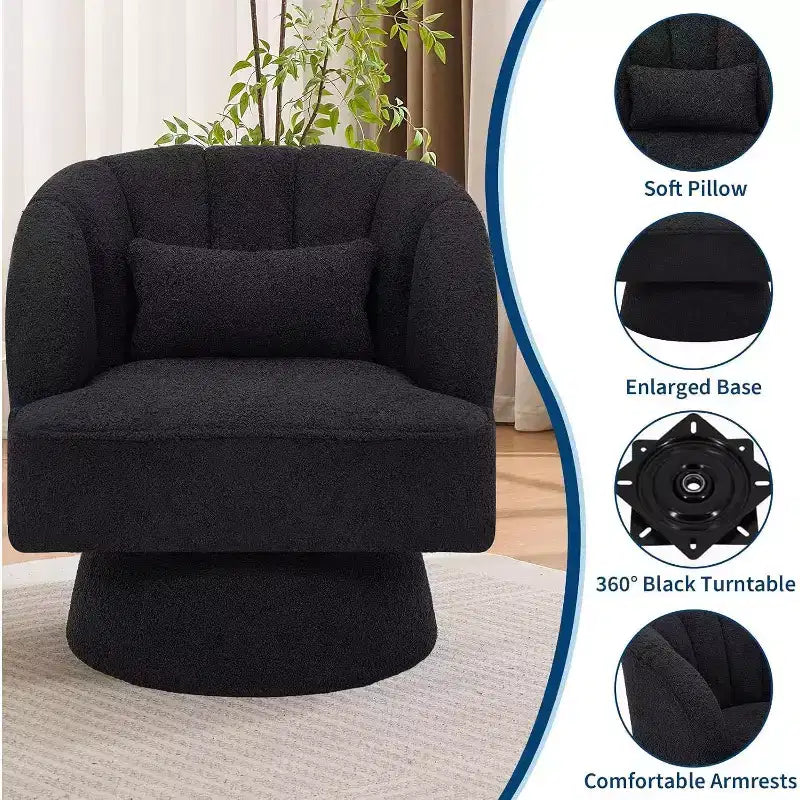 Sillón giratorio Acekool 360 - Sillón lounge de terciopelo de osito de peluche afelpado