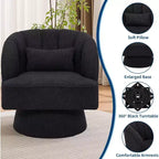 Sillón giratorio Acekool 360 - Sillón lounge de terciopelo de osito de peluche afelpado