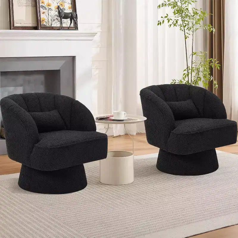 Sillón giratorio Acekool 360 - Sillón lounge de terciopelo de osito de peluche afelpado
