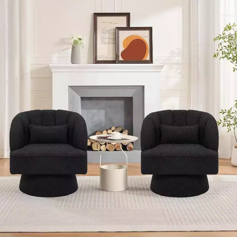 Sillón giratorio Acekool 360 - Sillón lounge de terciopelo de osito de peluche afelpado
