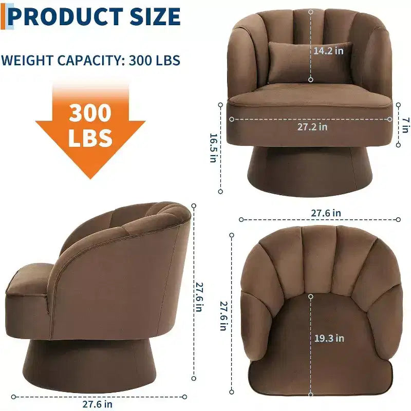 Sillón giratorio Acekool 360 - Sillón lounge de terciopelo de osito de peluche afelpado