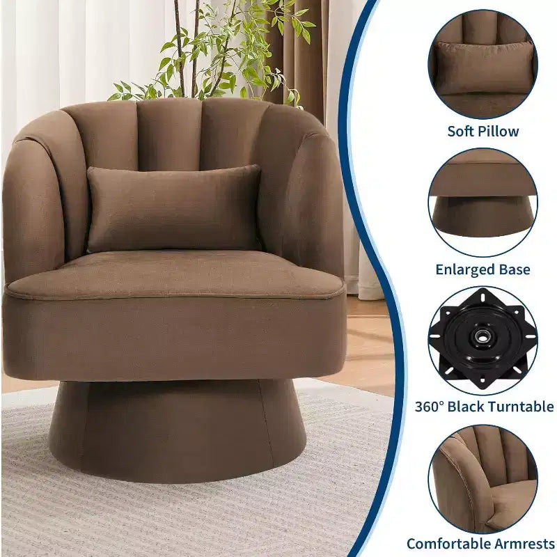 Sillón giratorio Acekool 360 - Sillón lounge de terciopelo de osito de peluche afelpado