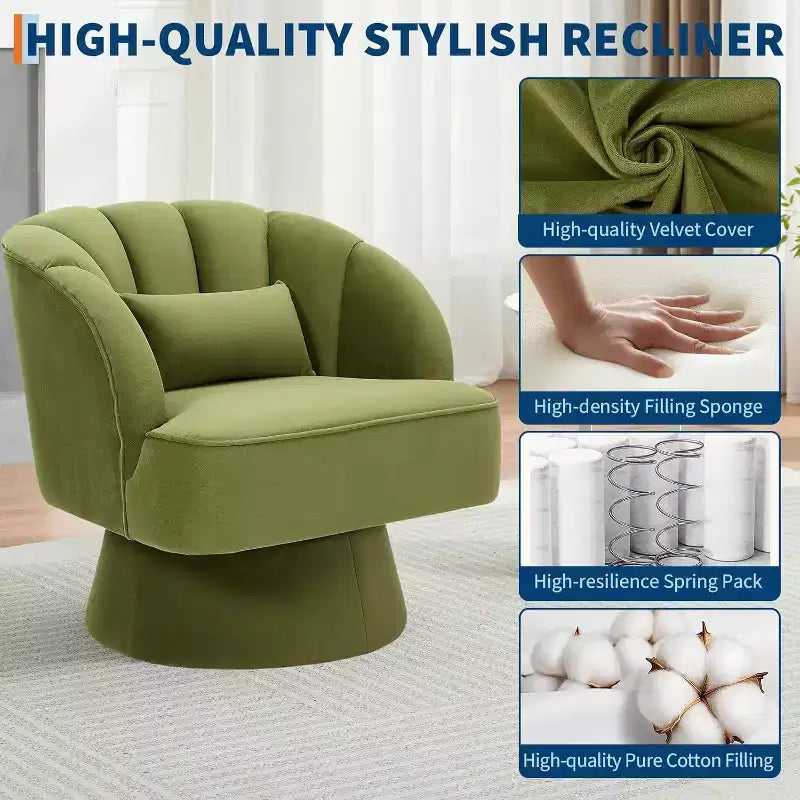 Sillón giratorio Acekool 360 - Sillón lounge de terciopelo de osito de peluche afelpado