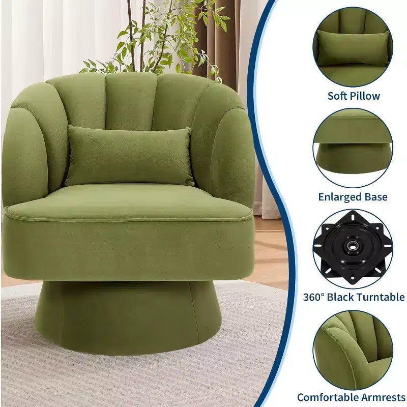 Sillón giratorio Acekool 360 - Sillón lounge de terciopelo de osito de peluche afelpado