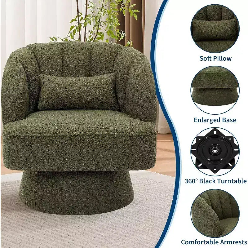Sillón giratorio Acekool 360 - Sillón lounge de terciopelo de osito de peluche afelpado