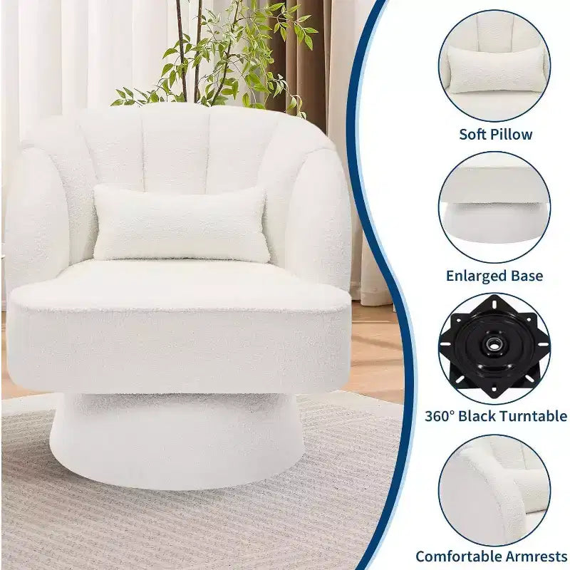 Sillón giratorio Acekool 360 - Sillón lounge de terciopelo de osito de peluche afelpado