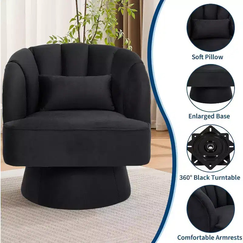 Sillón giratorio Acekool 360 - Sillón lounge de terciopelo de osito de peluche afelpado