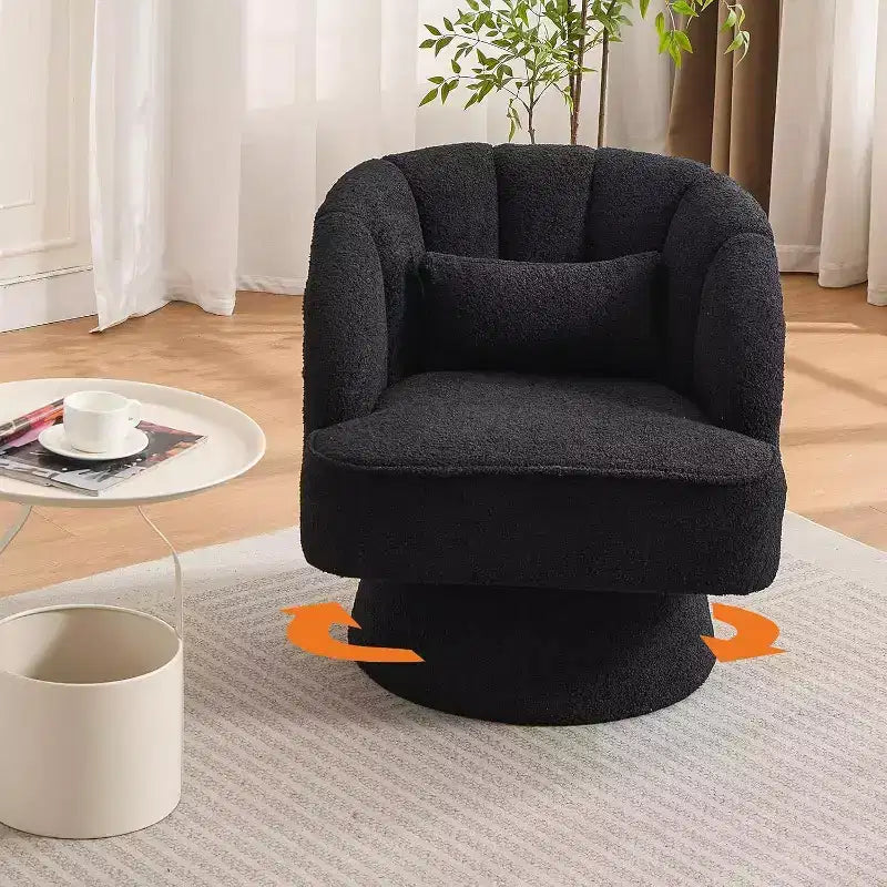 Sillón giratorio Acekool 360 - Sillón lounge de terciopelo de osito de peluche afelpado