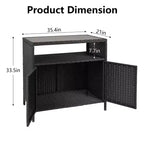 Mueble de Almacenamiento Exterior con Puertas - Baúl de Almacenamiento y Mesa de Bar de Ratán Resistente a la Intemperie