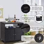 Mueble de Almacenamiento Exterior con Puertas - Baúl de Almacenamiento y Mesa de Bar de Ratán Resistente a la Intemperie