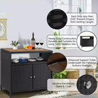 Mueble de Almacenamiento Exterior con Puertas - Baúl de Almacenamiento y Mesa de Bar de Ratán Resistente a la Intemperie