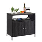 Mueble de Almacenamiento Exterior con Puertas - Baúl de Almacenamiento y Mesa de Bar de Ratán Resistente a la Intemperie