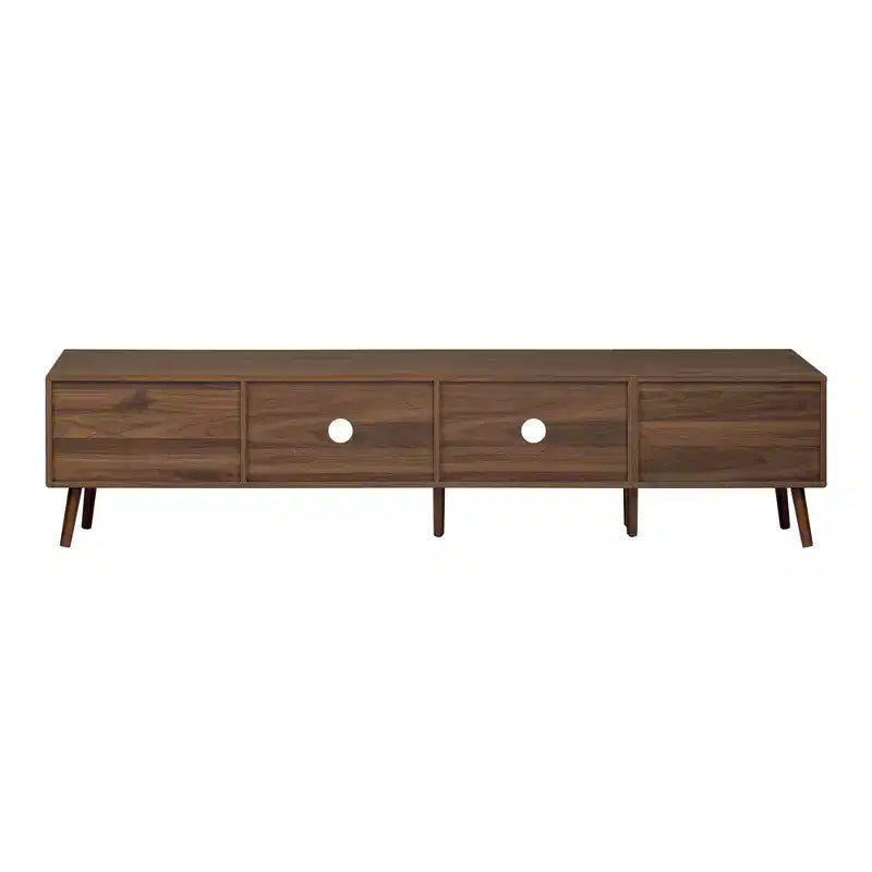 Mueble de TV ModernLuxe para televisores de hasta 85 pulgadas, centro de entretenimiento con armarios de almacenamiento y puertas de cristal, consola multimedia, Natural