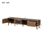 Mueble de TV ModernLuxe para televisores de hasta 85 pulgadas, centro de entretenimiento con armarios de almacenamiento y puertas de cristal, consola multimedia, Natural