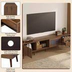 Mueble de TV ModernLuxe para televisores de hasta 85 pulgadas, centro de entretenimiento con armarios de almacenamiento y puertas de cristal, consola multimedia, Natural
