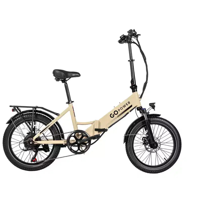 GoPowerBike GoPlus Bicicleta eléctrica plegable | eBike de neumáticos gruesos de 20" | Motor de 500 W, velocidad máxima de 32 km/h | Más de 72 km de autonomía, 5 niveles de asistencia al pedaleo | Caja abierta