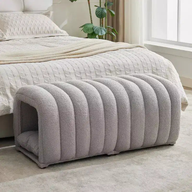 Hyleory Reposapiés Fácil de Conectar, Apto para Mascotas - Banco de Cama 2 en 1 y Túnel de Juego con 2 Almohadillas Extraíbles