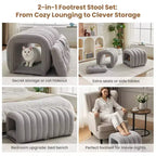 Hyleory Reposapiés Fácil de Conectar, Apto para Mascotas - Banco de Cama 2 en 1 y Túnel de Juego con 2 Almohadillas Extraíbles
