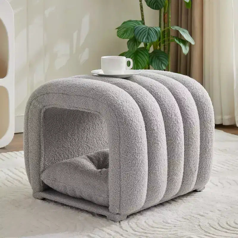 Hyleory Reposapiés Fácil de Conectar, Apto para Mascotas - Banco de Cama 2 en 1 y Túnel de Juego con 2 Almohadillas Extraíbles
