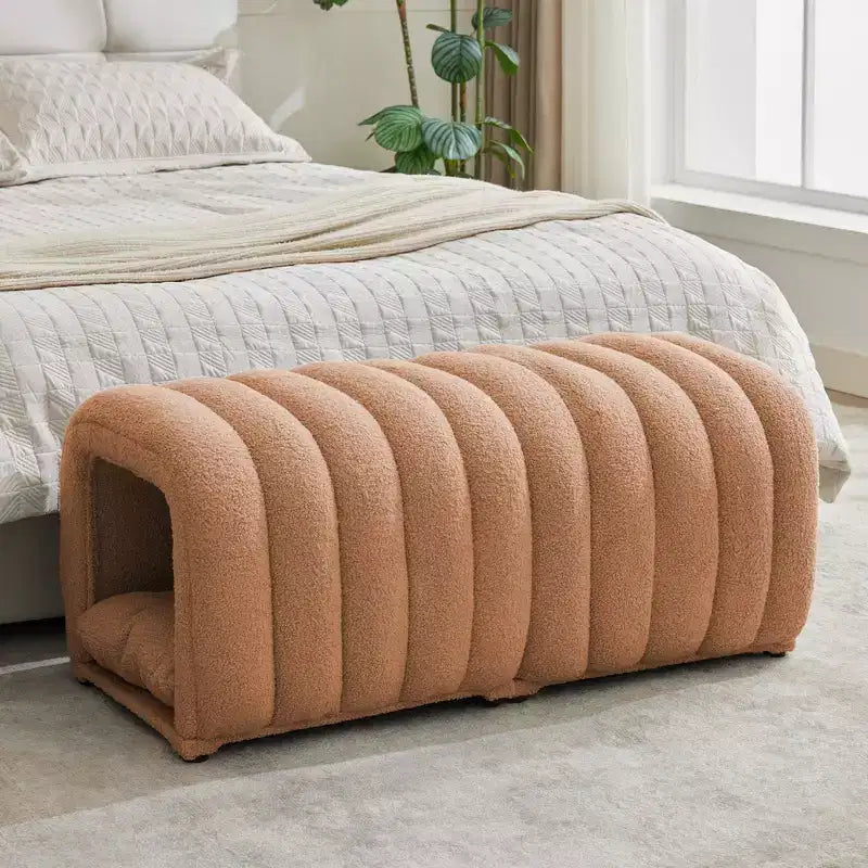 Hyleory Reposapiés Fácil de Conectar, Apto para Mascotas - Banco de Cama 2 en 1 y Túnel de Juego con 2 Almohadillas Extraíbles