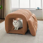 Hyleory Reposapiés Fácil de Conectar, Apto para Mascotas - Banco de Cama 2 en 1 y Túnel de Juego con 2 Almohadillas Extraíbles
