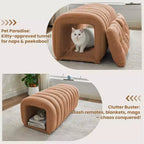 Hyleory Reposapiés Fácil de Conectar, Apto para Mascotas - Banco de Cama 2 en 1 y Túnel de Juego con 2 Almohadillas Extraíbles