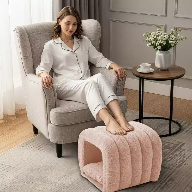 Hyleory Reposapiés Fácil de Conectar, Apto para Mascotas - Banco de Cama 2 en 1 y Túnel de Juego con 2 Almohadillas Extraíbles