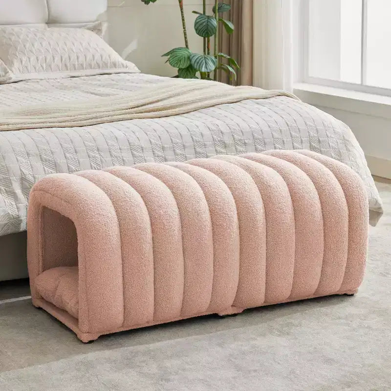 Hyleory Reposapiés Fácil de Conectar, Apto para Mascotas - Banco de Cama 2 en 1 y Túnel de Juego con 2 Almohadillas Extraíbles
