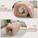 Hyleory Reposapiés Fácil de Conectar, Apto para Mascotas - Banco de Cama 2 en 1 y Túnel de Juego con 2 Almohadillas Extraíbles