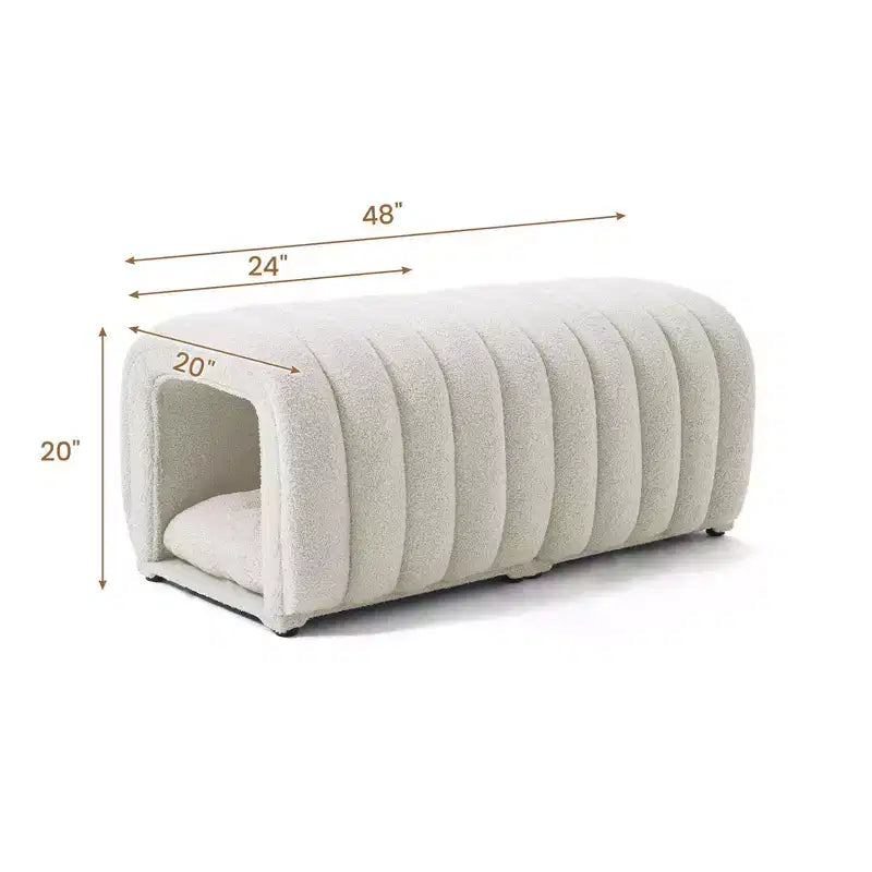 Hyleory Reposapiés Fácil de Conectar, Apto para Mascotas - Banco de Cama 2 en 1 y Túnel de Juego con 2 Almohadillas Extraíbles