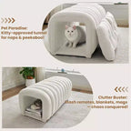 Hyleory Reposapiés Fácil de Conectar, Apto para Mascotas - Banco de Cama 2 en 1 y Túnel de Juego con 2 Almohadillas Extraíbles