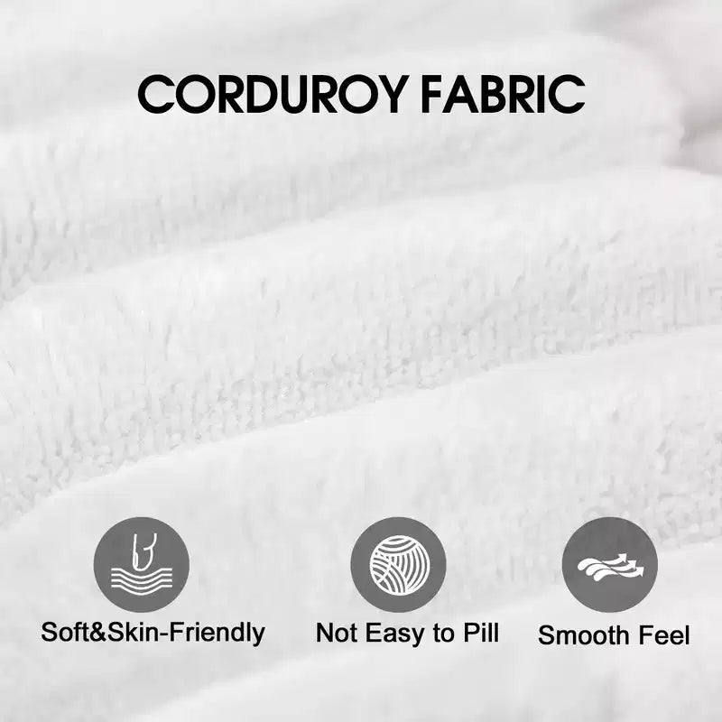 157.6 Tela de pana blanca Sofá en forma de U de combinación DIY en forma de nube Sofá de asiento profundo con 2 otomanas Diseño de doble capa Cojín extraíble Sin montaje